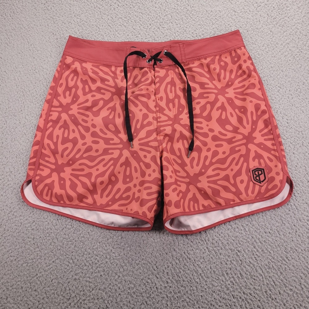 BP Born Primitive Swim Mens Size 32 Orange/Red Abstract 4.5" Inseam Swim Shorts